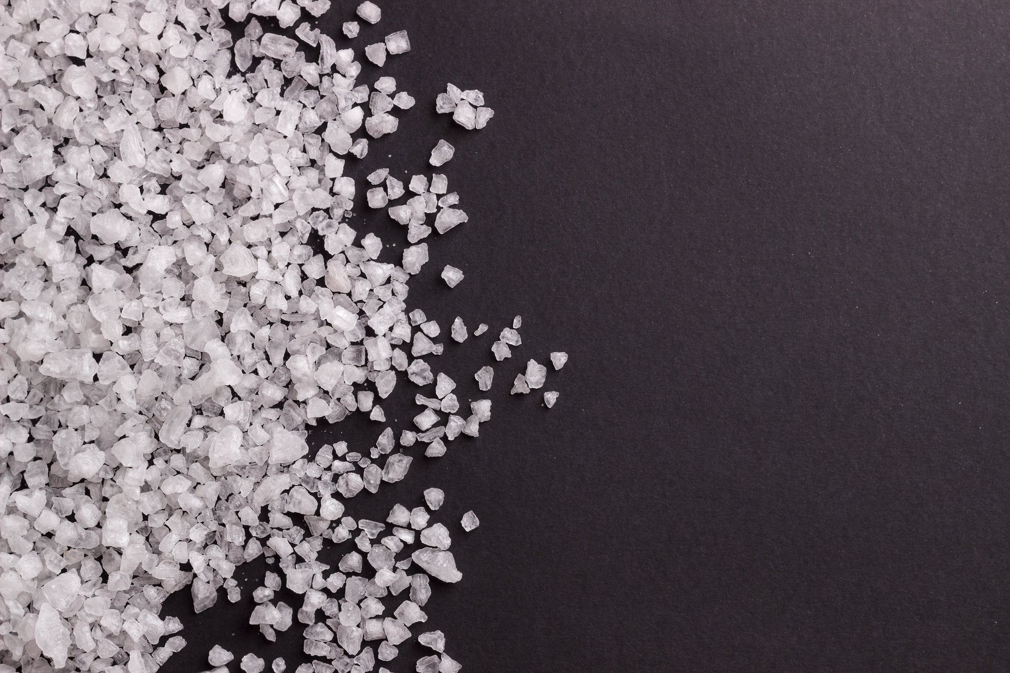 salt crystals on a black background
